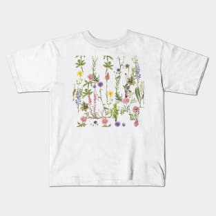 Thistle and Wild Flower Cottage Core Pattern Kids T-Shirt